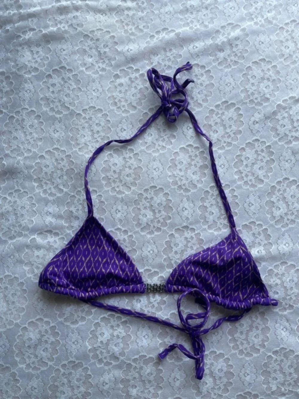 purple print bikini top